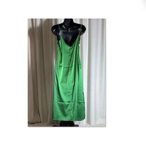 The Drop Women's Ana Silky V-Neck Midi Slip Dress - Emerald Green - L - NWT - Picture 7 of 7